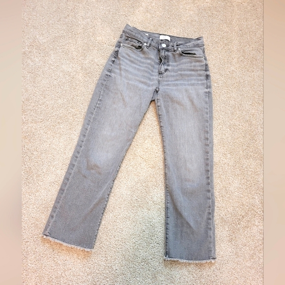 Loft Womens Straight Petite Grey Raw Hem Jeans Size 2 - Picture 1 of 6